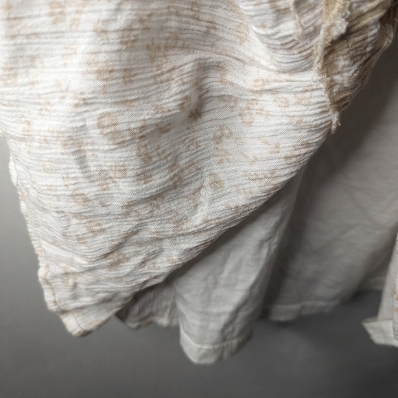 Anthropologie Lazy Sundays Tan White Ditsy Floral Knot Tie Tank Lined Dress Sz M - Picture 8 of 11